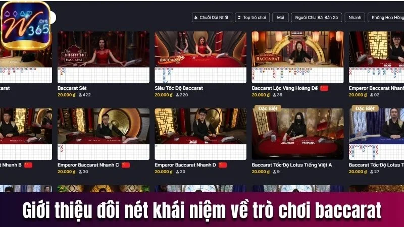 Baccarat W365 - Bộ Môn Casino Đẳng Cấp Cho Người Sành Điệu 1 Giới thiệu đôi nét khái niệm về trò chơi Baccarat