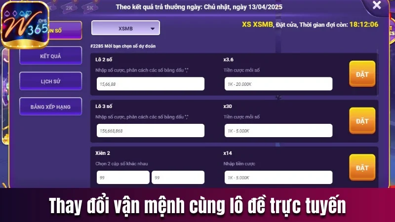 W365 - Địa Điểm Giải Trí Chất Lượng, Uy Tín Nhất 2025 18 Thay đổi vận mệnh thông qua trò chơi lô đề